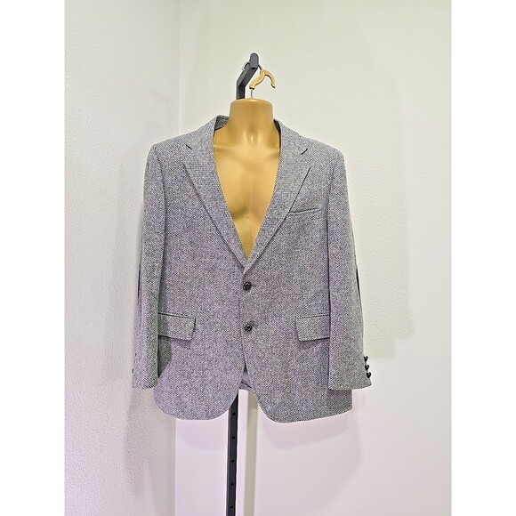 Vtg Shefford Anderson Little Wool Blue Tweed Coat Mens 44R Elbow Patches Union - Picture 9 of 9